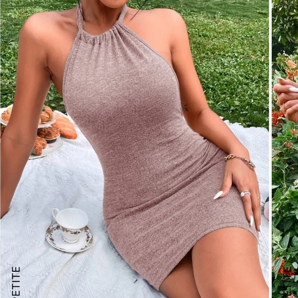 Pink tie neck dress - Picture 2 of 2